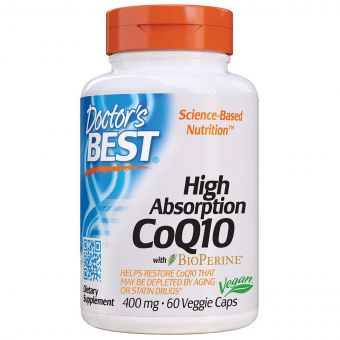 Коензим Q10 Високої Абсорбації 400 мг, BioPerine, Doctor&apos;s Best, 60 желатинових капсул