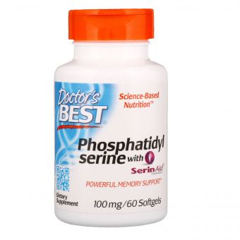 Фосфатидилсерин, Phosphatidylserine with SerinAid, Doctor's Best, 100 мг, 60 желатинових капсул