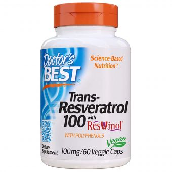 Ресвератрол, Trans-Resveratrol, Doctor&apos;s Best, 100 мг, 60 гелевих капсул