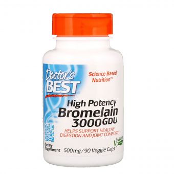 Бромелайн, Bromelain, Doctor&apos;s Best, 500 мг, 90 капсул