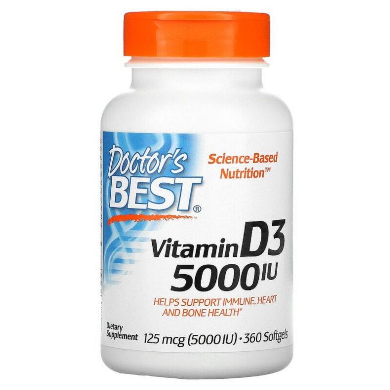 Вітамін D3 5000IU, Doctor&apos;s Best, 360 желатинових капсул