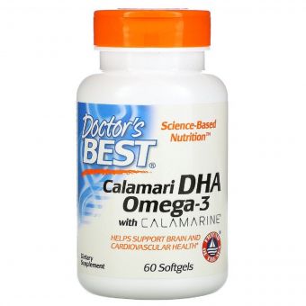 DHA (докозагексаєнова кислота) Глибоководний 500мг, Calamarine, Doctor&apos;s Best, 60 желатинових капсул