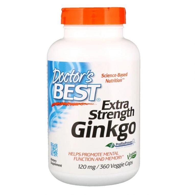 Супер Сильний Екстракт Гінкго 120 мг, Ginkgo Extra Stength Profile Proven, Doctor&apos;s Best, 360 вегетаріанських капсул