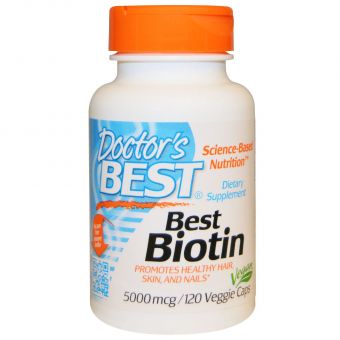Біотин (B7) 5000мкг, Doctor&apos;s Best, 120 вегетаріанських капсул