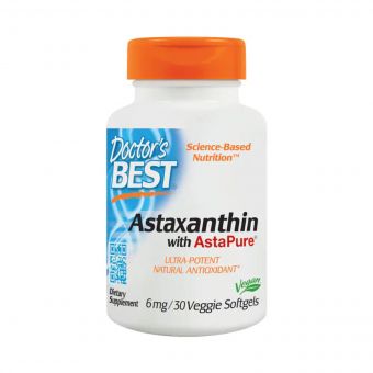 Астаксантин, Astaxanthin AstaPure, Doctor's Best, 6 мг, 30 капсул