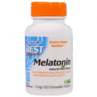 Мелатонін 5мг, М&apos;ятний Смак, Doctor&apos;s Best, 120 жувальних таблеток
