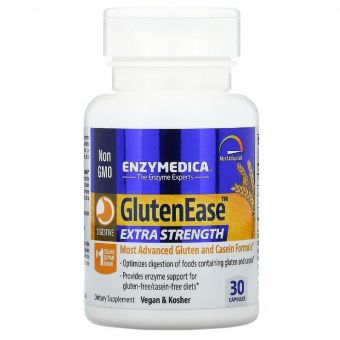 Ферменти для перетравлення глютену, GlutenEase, Extra Strength, Enzymedica, 30 капсул