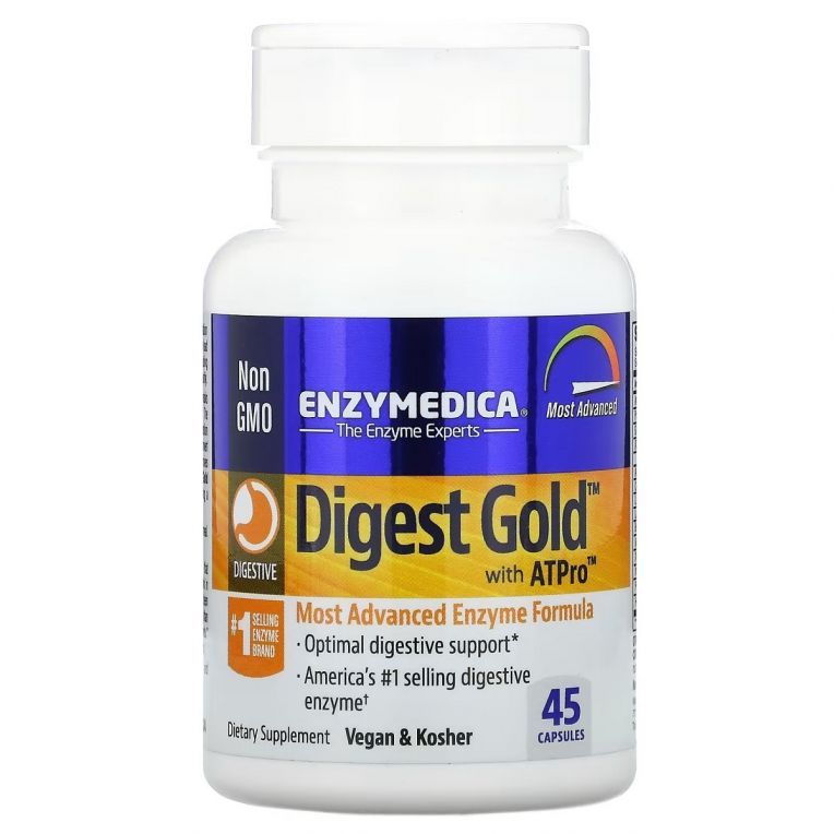 Травні ферменти, Digest Gold з ATPro, Enzymedica, 45 капсул