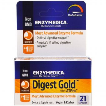 Ферменти травлення, Digest Gold з ATPro, Enzymedica, 21 капсула