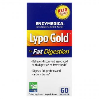 Ферменти для засвоєння жирів, Lypo Gold, For Fat Digestion, Enzymedica, 60 капсул