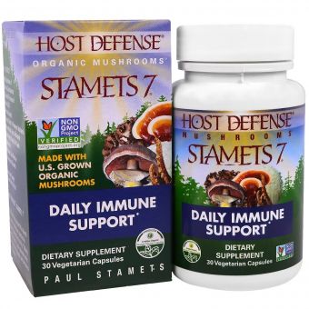 Щоденна підтримка імунітету, комплекс із 7 грибів, Stamets 7, Daily Immune Support, Fungi Perfecti, 30 вегетаріанських капсул