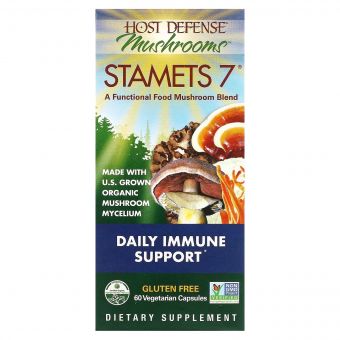 Щоденна підтримка імунітету, комплекс із 7 грибів, Stamets 7, Daily Immune Support, Fungi Perfecti, 60 вегетаріанських капсул