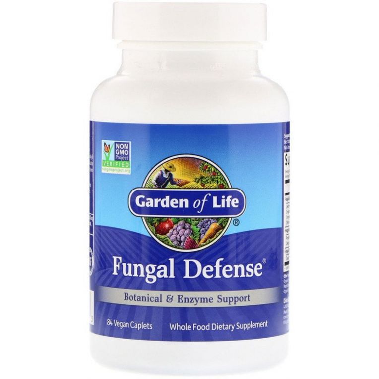 Ферментна підтримка і рослинний захист від грибків, Fungal Defense, Garden of Life, 84 вегетаріанські капсули