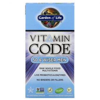 Чоловічі Мультівітаміни 50+, Vitamin Code, Garden of Life, 120 вегетаріанських капсул