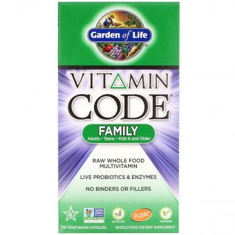 Мультивітаміни для сім&apos;ї, Vitamin Code, Family Multivitamin, Garden of Life, 120 вегетаріанських капсул