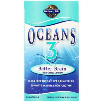 Комплекс Для Підтримки Мозку З Омега-Ксантином, Oceans 3, Better Brain with OmegaXanthin, Garden of Life, 90 м&apos;яких желатинових капсул
