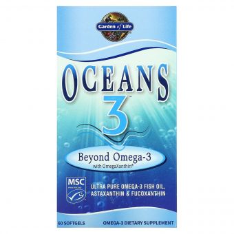 Омега-3 з омега-ксантином, Oceans 3 with OmegaXanthin, Garden of Life, 60 желатинових капсул
