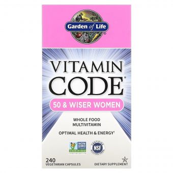 Жіночі Мультивітаміни 50+ із цілісних продуктів, Vitamin Code, Whole Food Multivitamin for Women, Garden of Life, 240 вегетаріанських капсул
