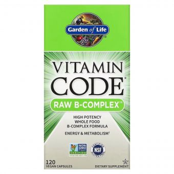 Сирі Вітаміни В-комплекс, RAW B-Complex, Garden of Life, 120 вегетаріанських капсул