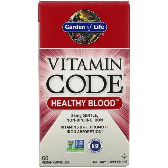 Комплекс для здоров&apos;я Крові, Healthy Blood, Vitamin Code, Garden of Life, 60 веганських капсул