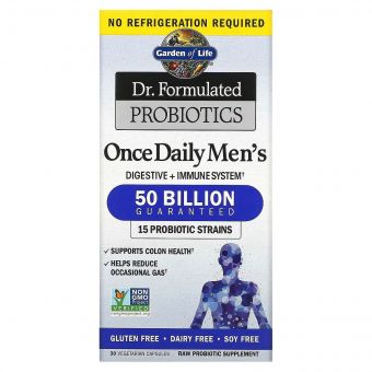 Пробіотики для чоловіків, 50 млрд КУО, Probiotics Once Daily Men&apos;s, Garden of Life, 30 вегетаріанських капсул