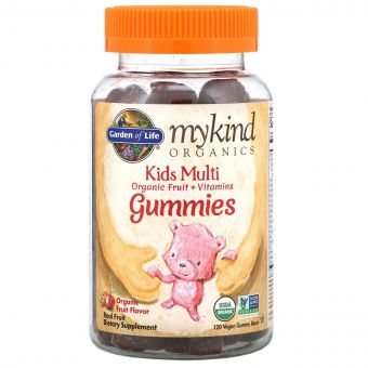 Мультивітаміни для дітей, фруктовий смак, Kids Multi, MyKind Organics, Garden of Life, 120 веганських мармеладних ведмедиків