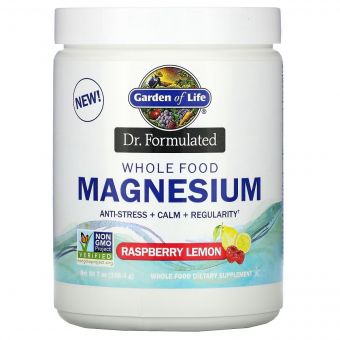 Магній Цільнохарчовий, смак малини та лимона, Whole Food Magnesium Powder, Garden of Life, 198,4 г