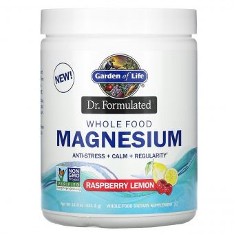 Магній Цільнохарчовий, смак малини та лимона, Whole Food Magnesium Powder, Garden of Life, 421,5 г