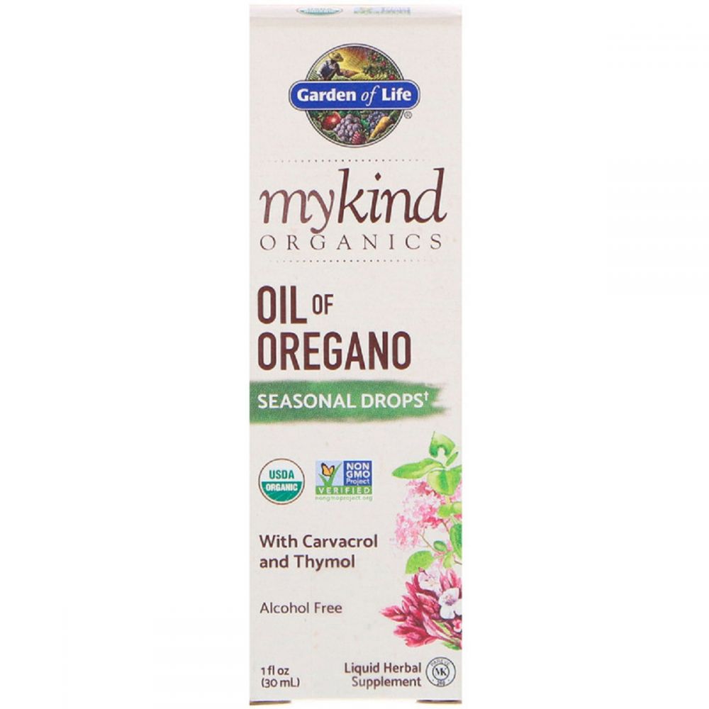 Масло Орегано, Сезонні Краплі, MyKind Organics, Garden of Life, 1 рідка унція (30 мл)