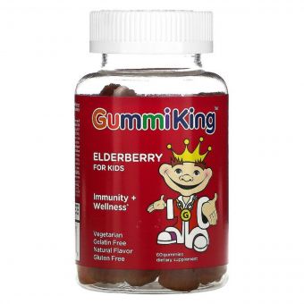 Бузина для дітей, міцний імунітет, смак малини, Elderberry for Kids, GummiKing, 60 жувальних цукерок