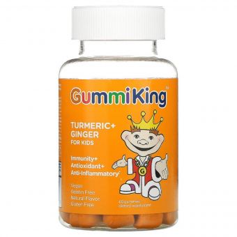 Куркума і імбир для дітей, здоровий імунітет, смак манго, Turmeric Ginger For Kids, GummiKing, 60 жувальних цукерок