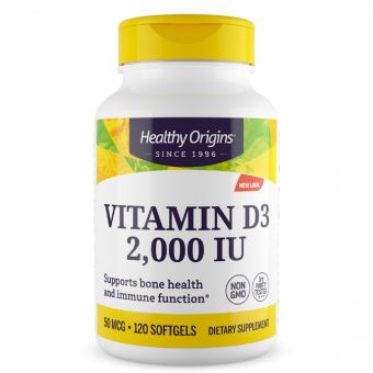 Вітамін D3, Vitamin D3 2000IU, Healthy Origins, 120 капсул
