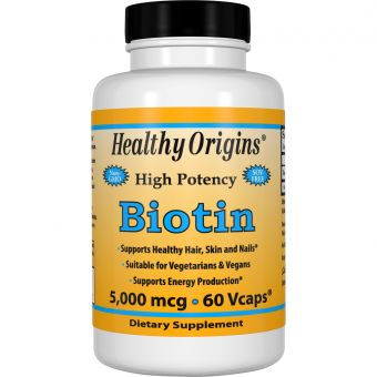 Біотин (В7) 5000мкг, Healthy Origins, 60 гелевих капсул