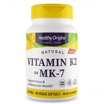 Вітамін К2 в Формі МК-7, Vitamin K2 as MK-7, Healthy Origins, 100 мкг, 60 капсул