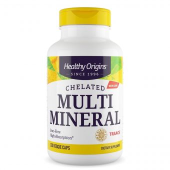Хелатні мультимінерали без заліза, Chelated Multi Mineral, Iron Free, Healthy Origins, 120 вегетаріанських капсул