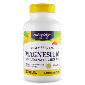 Магній Бісгліцінат, Magnesium Bisglycinate Chelate, Healthy Origins, 200 мг, 120 таблеток