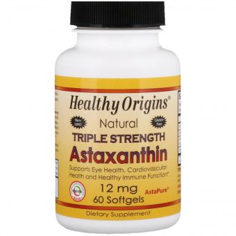 Астаксантин, Astaxanthin (Complex) AstaPure®, Healthy Origins, 12 мг 60 капсул