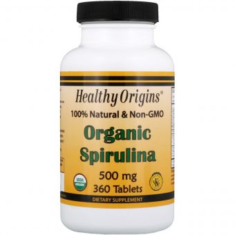 Органічна Спіруліна, Organic Spirulina, Healthy Origins, 500 мг, 360 таблеток