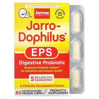 Пробіотики, 5 млрд КУО, Jarro-Dophilus EPS, Jarrow Formulas, 60 вегетаріанських капсул