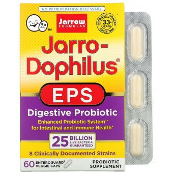 Пробіотики, 25 млрд КУО, Jarro-Dophilus EPS, Jarrow Formulas, 60 вегетаріанських капсул