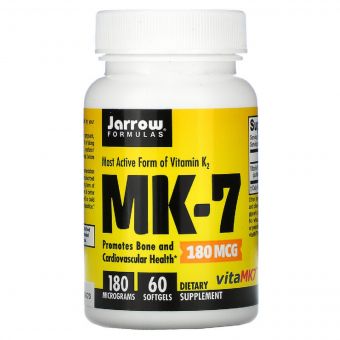 Вітамін K2 активна форма MK-7, 180 мкг, Most Active Form of Vitamin K2, Jarrow Formulas, 60 гелевих капсул