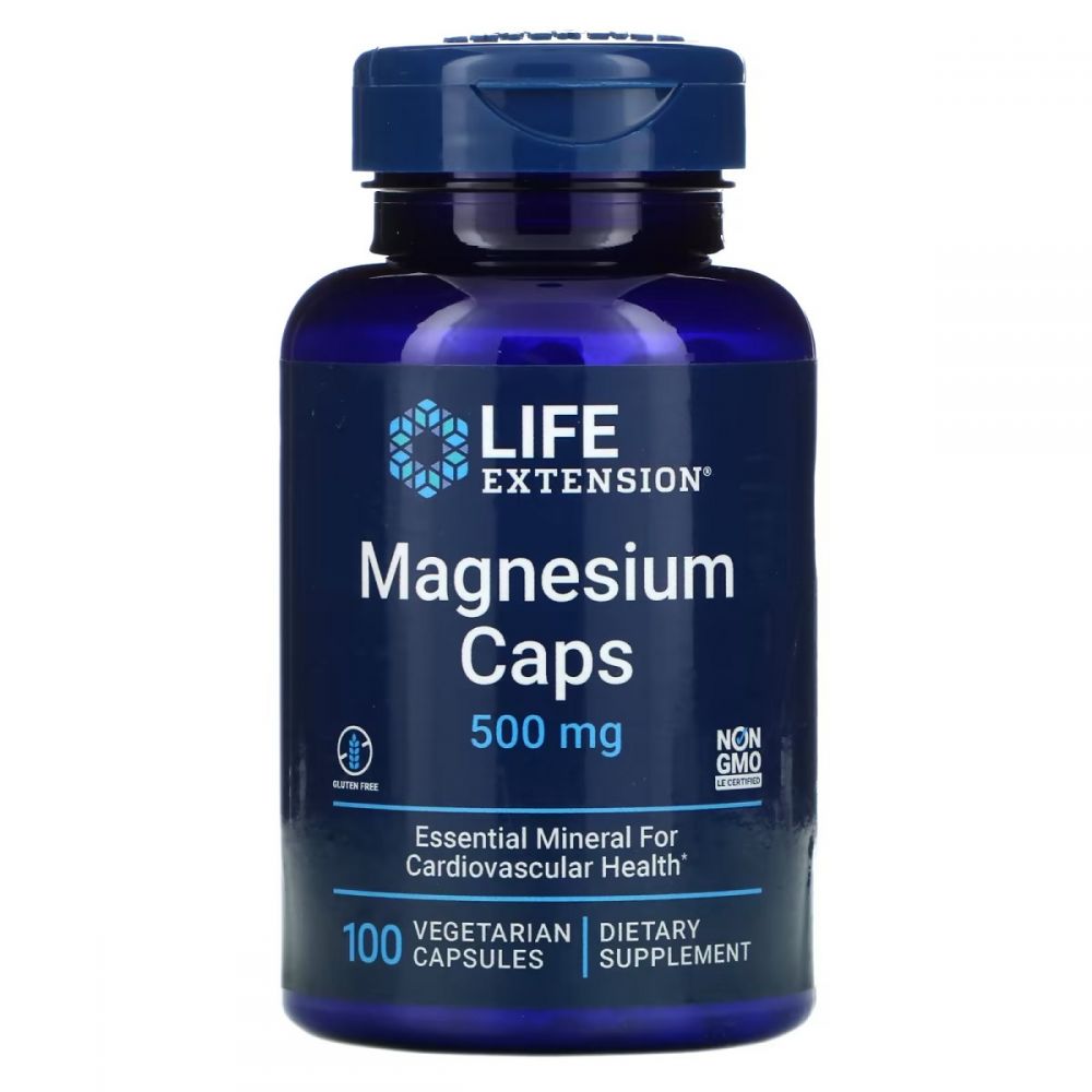 Магній, Magnesium, Life Extension, 500 мг, 100 вегетаріанських капсул