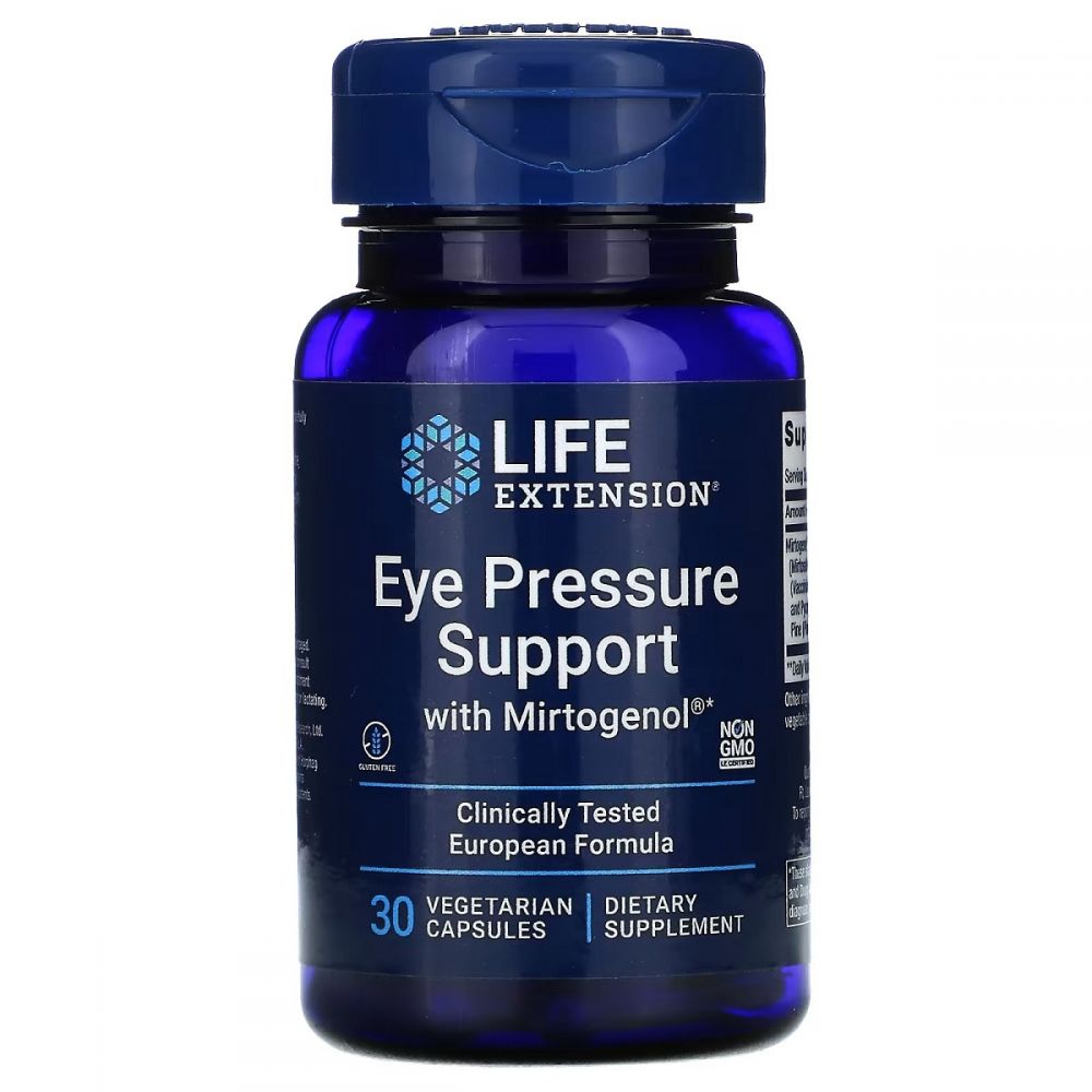 Підтримка внутрішньоочного тиску з миртогенолом, Eye Pressure Support with Mirtogenol, Life Extension, 30 вегетаріанських капсул