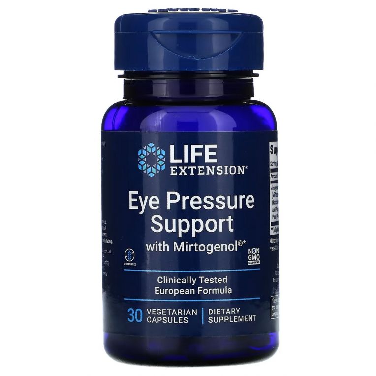 Підтримка внутрішньоочного тиску з миртогенолом, Eye Pressure Support with Mirtogenol, Life Extension, 30 вегетаріанських капсул