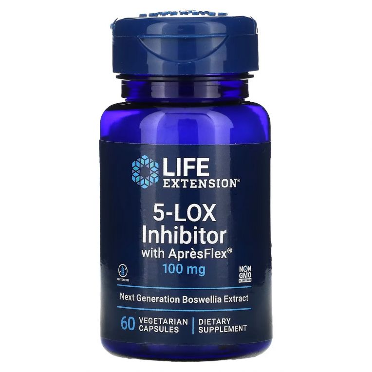 Інгібітор 5-LOX, Екстракт босвелії, 100 мг, 5-LOX Inhibitor with ApresFlex, Life Extension, 60 вегетаріанських капсул
