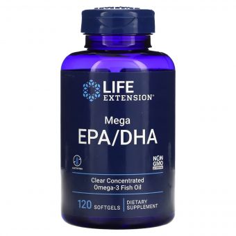 Риб&apos;ячий жир з мега ЕПК/ДГК, Mega EPA/DHA, Life Extension, 120 гелевих капсул