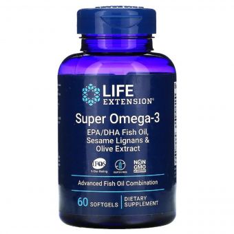 Супер Омега-3, Omega Foundations, Super Omega-3, Life Extension, 60 Желатинових Капсул