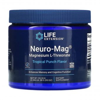 Магній L-Треонат, смак тропічного пуншу, Neuro-Mag, Life Extension, 93,35 гр (3,293 унції)