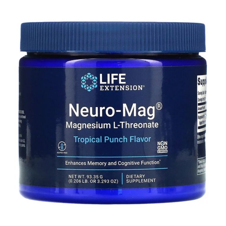 Магній L-Треонат, смак тропічного пуншу, Neuro-Mag, Life Extension, 93,35 гр (3,293 унції)
