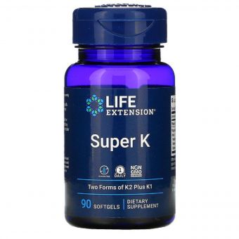 Вітамін К в двух формах (К2 + К1), Life Extension, Супер К, 90 капсул